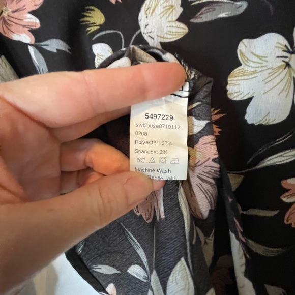 SHEIN Black and Rose Floral Long Sleeve Blouse - Picture 8 of 9